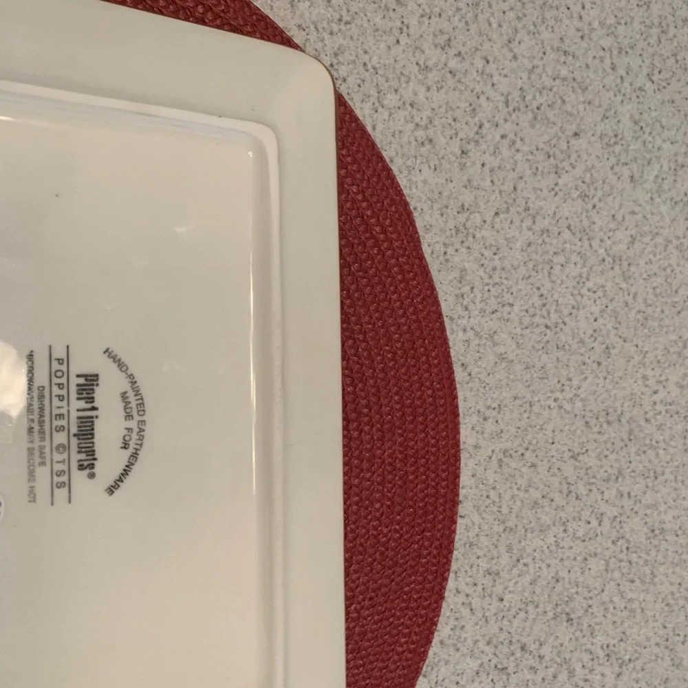 Retired Red Floral Decorative Serving Platter from Pier One
